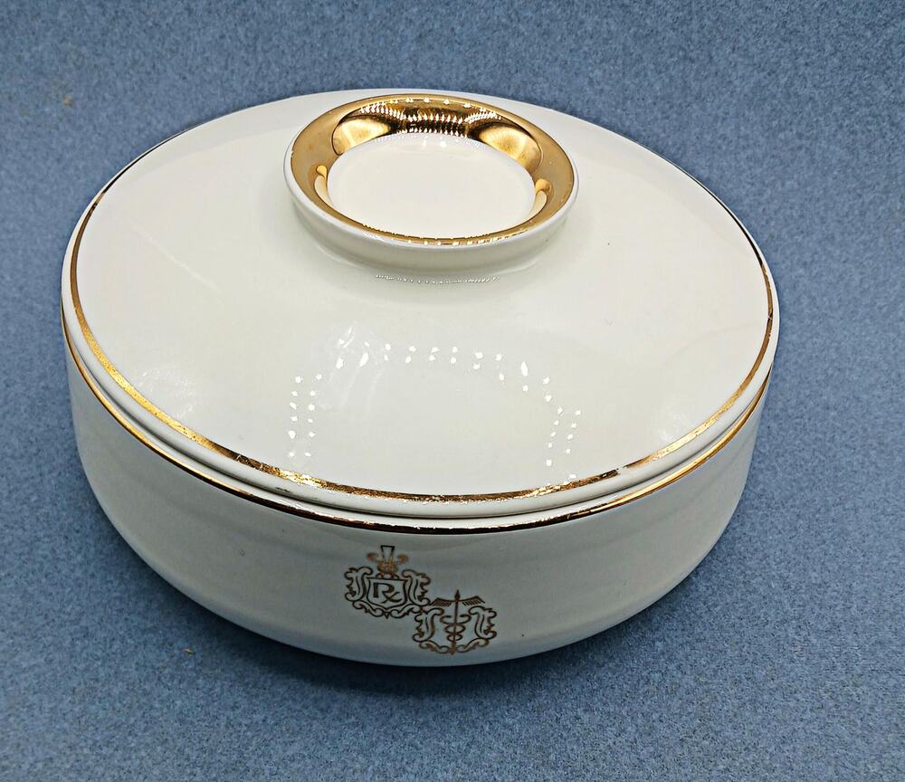 Vintage Hall China Pharmacy Rx Covered Serving Bowl
